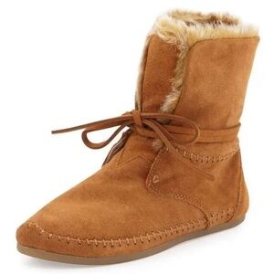 Toms Zahara Suede Moc Bootie, Chestnut moccasins tan boots fur lined 11
